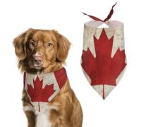 Retro Canada Flag Dog Bandanas for Feeding Grooming, Triangle Pet Bibs Washable Pets Scarf for Cats & Dogs