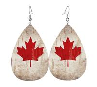 retro canada flag earring women eardrop leather earings dangle earrings double sided lightweight ear accessories fashion jewelry birthday gift