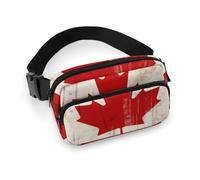 Retro Canada Flag Fanny Pack for Women Men Waist Bag Belt Bag Adjustable Casual Bag for Travel Sports Hiking, white, 7.9x5.1inches