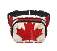 Retro Canada Flag Fanny Pack For Women Waterproof Adjustable Belt Bags Waist Pack Fashion Casual Crossbody Bags Bum Bag For Running Workout Hiking Traveling, Black, One Size