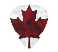 (Retro Canada Flag) Guitar Picks Set Of 12 With Transparent Plastic Box For Bass Electric And Acoustic Guitars Ukulele