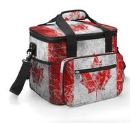 Retro Canada Flag Insulated Lunch Box Portable Cooler Bag Extra Large Lunch Bag Lunch Cooler Leakproof Ice Chest Thermal Cooler Shopping Bags for Beach, Picnic, Camping, Shopping