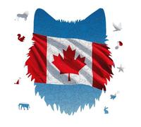 Retro Canada Flag Jigsaw Puzzle 175PCS Wolf Head Design Puzzle Wooden Jigsaw Puzzles for Adults Families