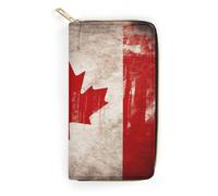 Retro Canada Flag Leather Wallet, Bifold Stylish Wallets, Credit Card Holder for Passport Covers, Purse Passport Bag for Men Women