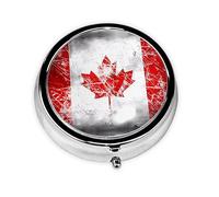 Retro Canada Flag Mini Round Pill Box, can be Put into Wallet, Pocket, Light and Convenient, 3 Compartment Pill Box, Portable Pill Box,