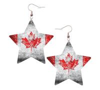 Retro Canada Flag Party Earrings for Women, Sparkling Star Dangle Earrings, Fashion Drop Jewelry for Night Out