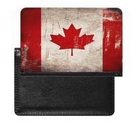 Retro Canada Flag Passport Holder Passport Wallet Document Organizer Protector PU Leather Card Slot Travel Accessories