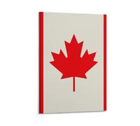 Retro Canada Flag Pattern Canvas Wall Art Country Botanical Wall Decor Floral Meadow Nature Painting Rustic Farmhouse Poster Print for Living Room Bedroom Bathroom Office 12x18inch(30x45cm)