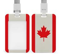 Retro Canada Flag Pattern ID Badge Holder Retractable Badge Reel Vertical Card Name Tag Holder with Breakaway Lanyard, ID Cards Holders Case for Nurse Security Staff Women Men