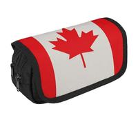 Retro Canada Flag Pattern Pencil Case Organizer - Large Capacity 3 Compartment Pencil Pouch for Adults, Portable Makeup Bag & Aesthetic Stationery Bag with Zipper (8.7x4.3") Unisex Gift
