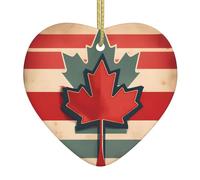 Retro Canada Flag Pattern Print Christmas Ornaments, Ceramic Hanging Ornament, Xmas Tree Decoration, Holiday Home Decor