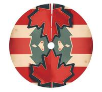 Retro Canada Flag Pattern Print Christmas Tree Skirt Xmas Tree Skirts Mat 48 Inches For Indoor Holiday Party Merry Christmas
