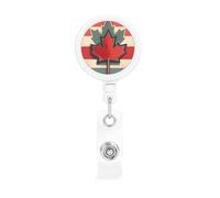 Retro Canada Flag Pattern Print Retractable Badge Holder, Cute Nursing Badge Reel, Badge Clip Id Card Holders