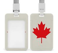Retro Canada Flag Pattern Retractable ID Badge Holder with Lanyard Vertical Badge Reel Keychain Clip Name Tag Id Card Holder Protector for Nurse Officer Teacher Security Staff Women Men