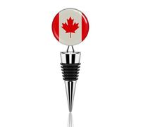 Retro Canada Flag Pattern Wine Stoppers Reusable Wine Bottle Stopper Decorative Champagne Stoppers Silicone Beverage Bottle Sealer Keep Fresh, Leakproof Wines Saver for Bar Party Decor