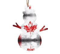 Retro Canada Flag Patterned Wooden Christmas Ornaments, 6-Piece Set, Suitable for Holiday Parties or Souvenirs.