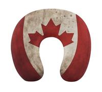 Retro Canada Flag Pillow U Shaped, Portable Travel Pillows - Removable Cover, Ergonomic Memory Foam Neck Pillow for Travel & Office