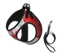 Retro Canada Flag Print Adjustable Reflective Harness Leash Set For Cats, Dogs And Small Pets, Soft Breathable Mesh Walking Vest With Escape-Proof Lead