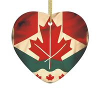 Retro Canada Flag Print Christmas Ornaments, Ceramic Hanging Ornament, Xmas Tree Decoration, Holiday Home Decor