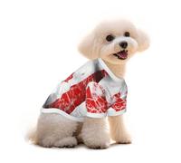 Retro Canada Flag Print Dog Tshirt - Hawaiian Floral Pet Apparel For Puppy Top, Dog Christmas Outfit & Thanksgiving