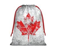 Retro Canada Flag Print Drawstring Gift Bags For Christmas,Holiday Party Gift Wrapping Bag Assorted Sizes