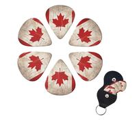 Retro Canada Flag Print Guitar Picks 6 Pack Guitar Plectrums with Pick Holders Bass Picks For Acoustic Guitar Bass Electric Ukulele Includes 0.46mm, 0.71mm, 0.96mm