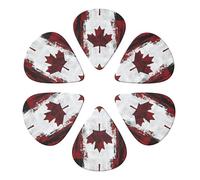 Retro Canada Flag Print Guitar Picks With Grip Stamped, Non Slip Picks Of 6 For Acoustic Electric Guitar Picks Guitar Accessories Ukulele For Acoustic Guitar Bas