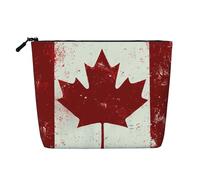 Retro Canada Flag Printed Travel Makeup Bag Imitation Linen Cosmetic Bags Waterproof Cosmetic Case Organizer for Women