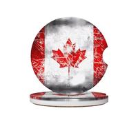 Retro Canada Flag Prints Ceramic car coasters (2-pack) absorb moisture, are non-slip and easy to clean for cars, trucks, and boats.