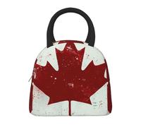 Retro Canada Flag Prints Insulated Lunch Tote Bag with Black Zipper and Handle - Large Reusable Thermal Food Carrier for Office, School, Picnics & Hiking