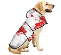 Retro Canada Flag Reflective Waterproof Dog Raincoat Jacket, Adjustable Hooded Pet Coat with Leash Hole,for Outdoor UseL