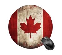 Retro Canada Flag Round Mouse Pad 7.8 Inch, Portable Gaming Mouse Mat with Non-Slip Rubber Base & Smooth Surface, Waterproof Mousepad for PC, Laptop, Computer, Office, Home