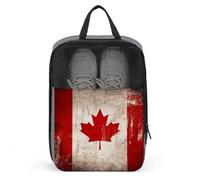 Retro Canada Flag Shoe Bags Foldable Breathable Portable Shoe Puches Organizer Stylish Expandable Packing Travel Shoes Bags for Sneakers Gym Luggage Closet