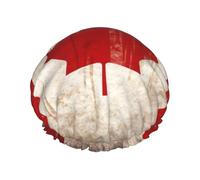 Retro Canada Flag Shower Cap for Women Men Large Waterproof Shower Bonnet Elastic Band Bathing Hair Hat Spa Salon Caps Double Layered Reusable Bath Caps for Long Hair, Braids
