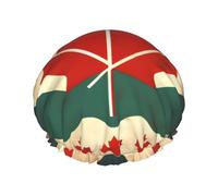 Retro Canada Flag Shower Cap For Women, Reusable Shower Cap, Waterproof Bath Cap For Women Long Hair