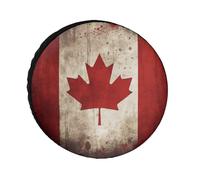 Retro Canada Flag Spare Tire Cover, 34inch Oxford Wheel Protector Travel Accessories, Waterproof Dustproof Wheel Tire Covers for RV Jeep SUV Camper Truck