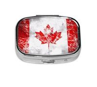 Retro Canada Flag Square Pill Box Lightweight and Portable, with 2 Plastic Inserts, Suitable for Carrying in Pockets or Wallets.