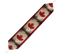 Retro Canada Flag Table Runner for Dining Table, Short Plush Runners Washable & Durable Tablerunner Modern Home Decor for Wedding, Kitchen, Holiday 200*33cm