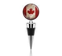 Retro Canada Flag Wine Stoppers Reusable Wine Bottle Stopper Decorative Champagne Stoppers Silicone Beverage Bottle Sealer Keep Fresh, Leakproof Wines Saver for Bar Party Decor