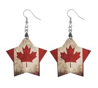 Retro Canada Flag Wooden Earrings for Women, Vintage Elegant Wood Jewelry, Lightweight Earrings for Wedding, Party, Everyday Jewelry Gift, Apricot shaped, Wood, wood