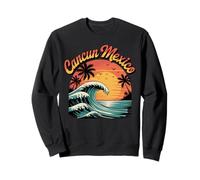 Retro Cancun Mexico Sunset Ocean Wave Travel Sweatshirt