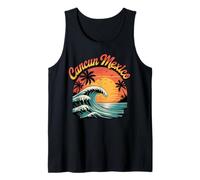 Retro Cancun Mexico Sunset Ocean Wave Travel Tank Top