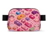 Retro Candy Packaging Printed Square Fashion Pocket Waterproof Oxford Fabric, Large Opening Convenient Zipper Travel Bag for Men and Women
