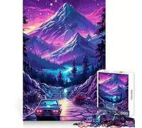Retro Car Mountain Road Trip 1000 Piece Jigsaw Puzzles for Adults Jigsaw Recall Boost Mental Relax Smooth Cut Birthday Gift (38x52cm)