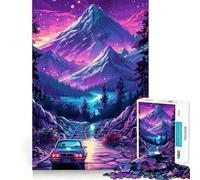 Retro Car Mountain Road Trip Hard Jigsaw Puzzle for Adults 1000 Pieces Reason Skill Toy Family Time Tight Cut Art Collectible (50x75cm)