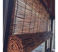 Retro Carbonization Bamboo Roller Blind,Breathable Bamboo Blinds,Natural Reed Curtain,Sun Protection/Privacy Bamboo Blinds,Vertical Blackout Blinds,for Decorative Partition (W115xH130cm/45x51in)