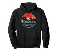 Retro Carmel Beach California Wave Surfing Pullover Hoodie