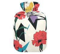 Retro Carnation Water Bottle for hot Water with Soft Cover, 2L hot Water Bag for Pain Relief