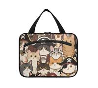 Retro Cartoon Pirates Cat Hanging Large Hanging Toiletry Bag with Hook, Designer Washable Shaving Bag for Men for Womens Travel organizador de maquillaje para L
