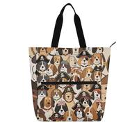 Retro Cartoon Pirates Dog Books Tote Bags for Kids Boys Girls, Gothic Sturdy Library Book Tote Bag Shoulder Bag with Pockets for School Work Travel Rainbow school supplies